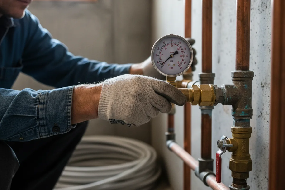 Pressure testing a repaired line during Water Line Repair in Walshville